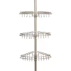 Satin Nickel 3-Basket Pole Shower Caddy