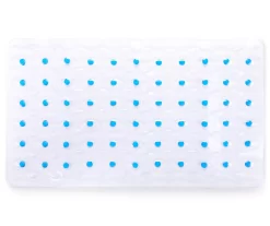 Non-Slip Semi-Brushed Bath Shower And Tub Mat With Suction Cups, Clear Blue