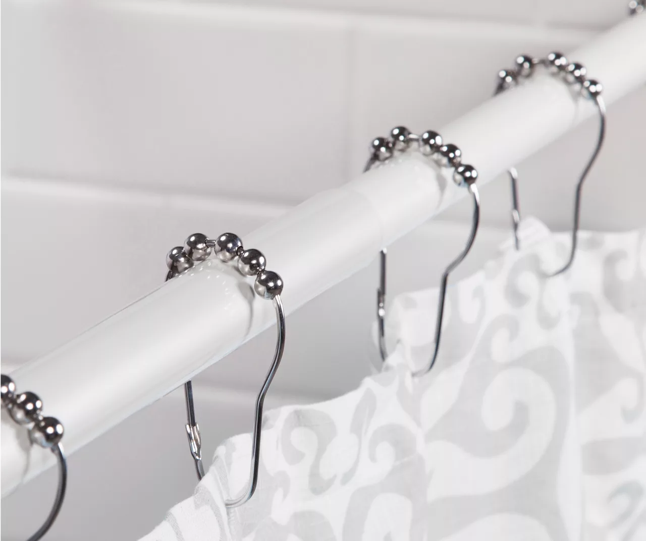 White Aluminum Decorative Shower Rod 2 White Aluminum Decorative Shower Rod - Image 2