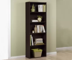 Dark Russet Brown 5-Shelf Bookcase -Deco Haven Shop 810367636 3