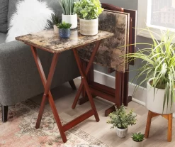 Williams 4-Piece Faux Marble Tray Table Set -Deco Haven Shop 810386282 A0 7