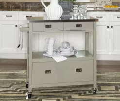 Gray Steel Top Kitchen Cart With Drawers -Deco Haven Shop 810389532 3