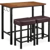 Luke Industrial 3-Piece Pub Table Set With Hooks