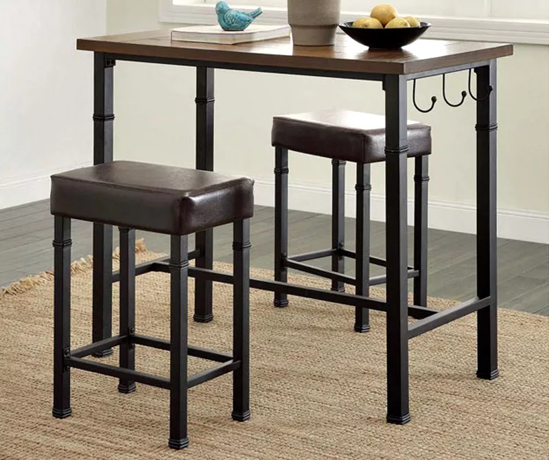 Luke Industrial 3-Piece Pub Table Set With Hooks 3 Luke Industrial 3-Piece Pub Table Set With Hooks - Image 3