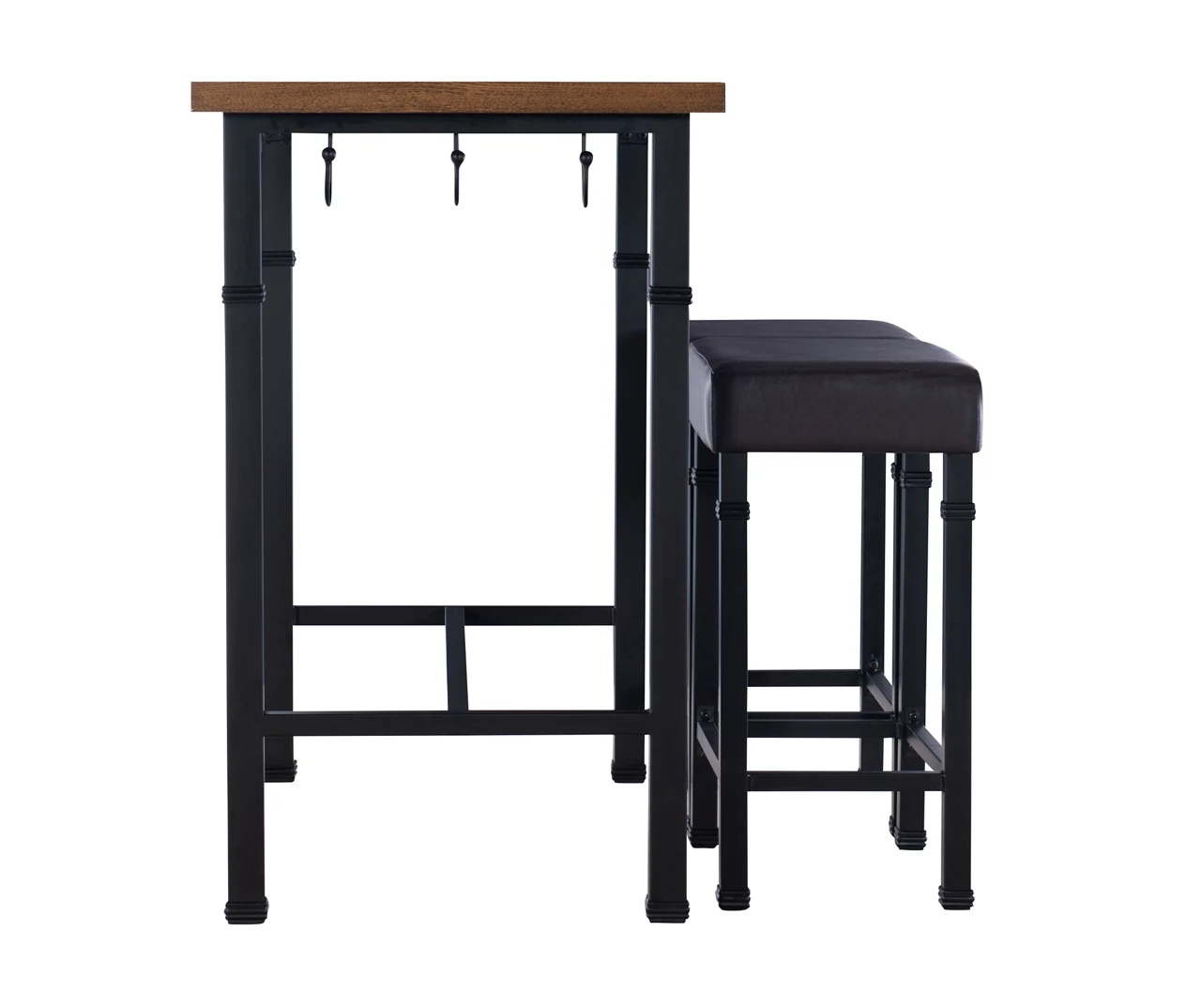 Luke Industrial 3-Piece Pub Table Set With Hooks 4 Luke Industrial 3-Piece Pub Table Set With Hooks - Image 4