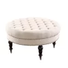 Claire Cream Round French Country Ottoman