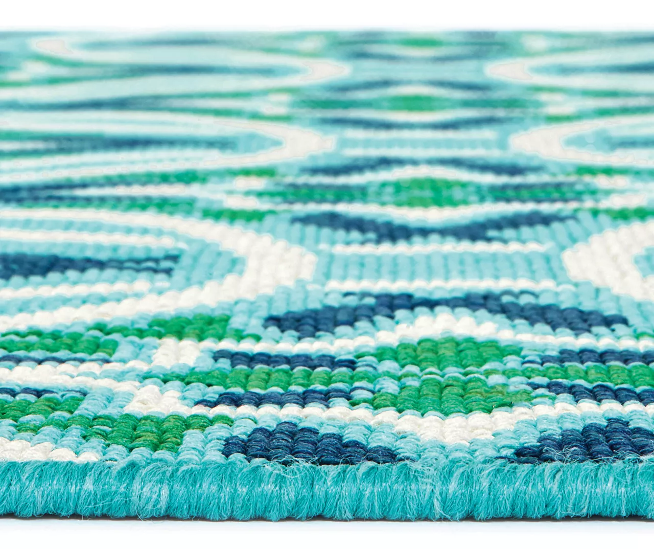 Halsey Blue & Green Round Outdoor Area Rug, (7'10") 6 Halsey Blue & Green Round Outdoor Area Rug, (7'10") - Image 6