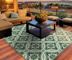 Halsey Blue & Green Round Outdoor Area Rug, (7'10") 13 Halsey Blue & Green Round Outdoor Area Rug, (7'10") -Deco Haven Shop 810413052 6