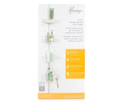 Satin Nickel 4-Tier Spring Tension Shower Corner Pole Caddy