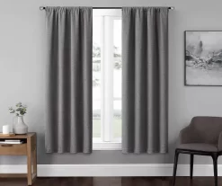 Anya Gray Blackout Rod Pocket Curtain Panel Pair, (63")