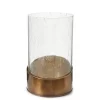 Brass Base Glass Hurricane, (10")