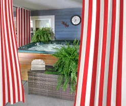 Jordan Manufacturing Stripe Grommet Outdoor Curtain -Deco Haven Shop 810467610