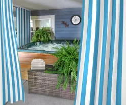 Jordan Manufacturing Stripe Grommet Outdoor Curtain -Deco Haven Shop 810467612