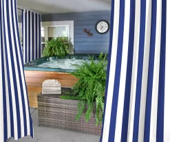 Jordan Manufacturing Stripe Grommet Outdoor Curtain