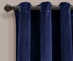 Prima Velvet Navy Room-Darkening Grommet Curtain Panel Pair, (84") -Deco Haven Shop 810468155 1