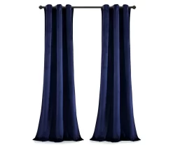 Prima Velvet Navy Room-Darkening Grommet Curtain Panel Pair, (84") -Deco Haven Shop 810468155 6