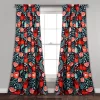 Poppy Garden Navy & Red Room-Darkening Back Tab Curtain Panel Pair, (95")