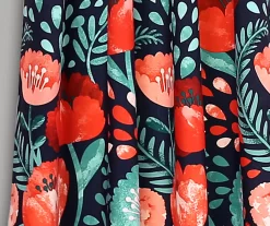 Poppy Garden Navy & Red Room-Darkening Back Tab Curtain Panel Pair, (84") -Deco Haven Shop 810468161 2