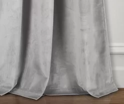 Prima Velvet Light Gray Room-Darkening Grommet Curtain Panel Pair, (84") -Deco Haven Shop 810468168 2