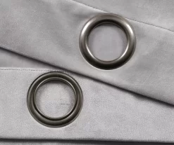 Prima Velvet Light Gray Room-Darkening Grommet Curtain Panel Pair, (84") -Deco Haven Shop 810468168 3