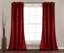 Prima Velvet Red Room-Darkening Grommet Curtain Panel Pair, (84")