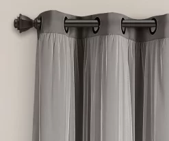 Lush Dark Gray Blackout Grommet Curtain Panel Pair With Sheer Overlay, (95") -Deco Haven Shop 810468187 4