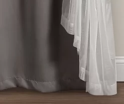 Lush Dark Gray Blackout Grommet Curtain Panel Pair With Sheer Overlay, (95") -Deco Haven Shop 810468187 5