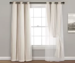 Lush Wheat Blackout Grommet Curtain Panel Pair With Sheer Overlay, (95") -Deco Haven Shop 810468199 3