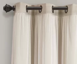 Lush Wheat Blackout Grommet Curtain Panel Pair With Sheer Overlay, (95") -Deco Haven Shop 810468199 4