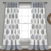 Teardrop Leaf Navy Room-Darkening Back Tab Curtain Panel Pair, (95")