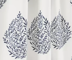 Teardrop Leaf Navy Room-Darkening Back Tab Curtain Panel Pair, (95") -Deco Haven Shop 810468222 3