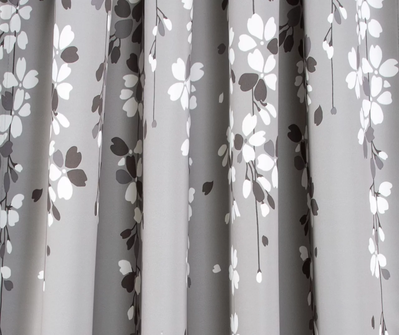 Weeping Flowers Gray Room-Darkening Rod Pocket Curtain Panel Pair, (95") 3 Weeping Flowers Gray Room-Darkening Rod Pocket Curtain Panel Pair, (95") - Image 3