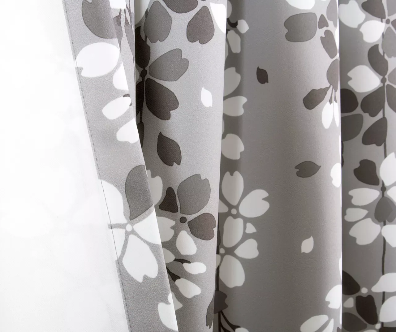 Weeping Flowers Gray Room-Darkening Rod Pocket Curtain Panel Pair, (95") 5 Weeping Flowers Gray Room-Darkening Rod Pocket Curtain Panel Pair, (95") - Image 5