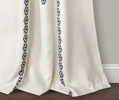 Stripe Medallion Navy Room-Darkening Rod Pocket Curtain Panel Pair, (95") -Deco Haven Shop 810468271 3