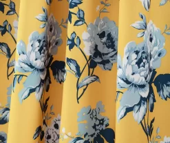 Tania Floral Yellow & Blue Room-Darkening Back Tab Curtain Panel Pair, (84") -Deco Haven Shop 810468285 3
