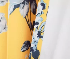 Tania Floral Yellow & Blue Room-Darkening Back Tab Curtain Panel Pair, (84") -Deco Haven Shop 810468285 4