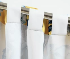 Tania Floral Yellow & Blue Room-Darkening Back Tab Curtain Panel Pair, (84") -Deco Haven Shop 810468285 5