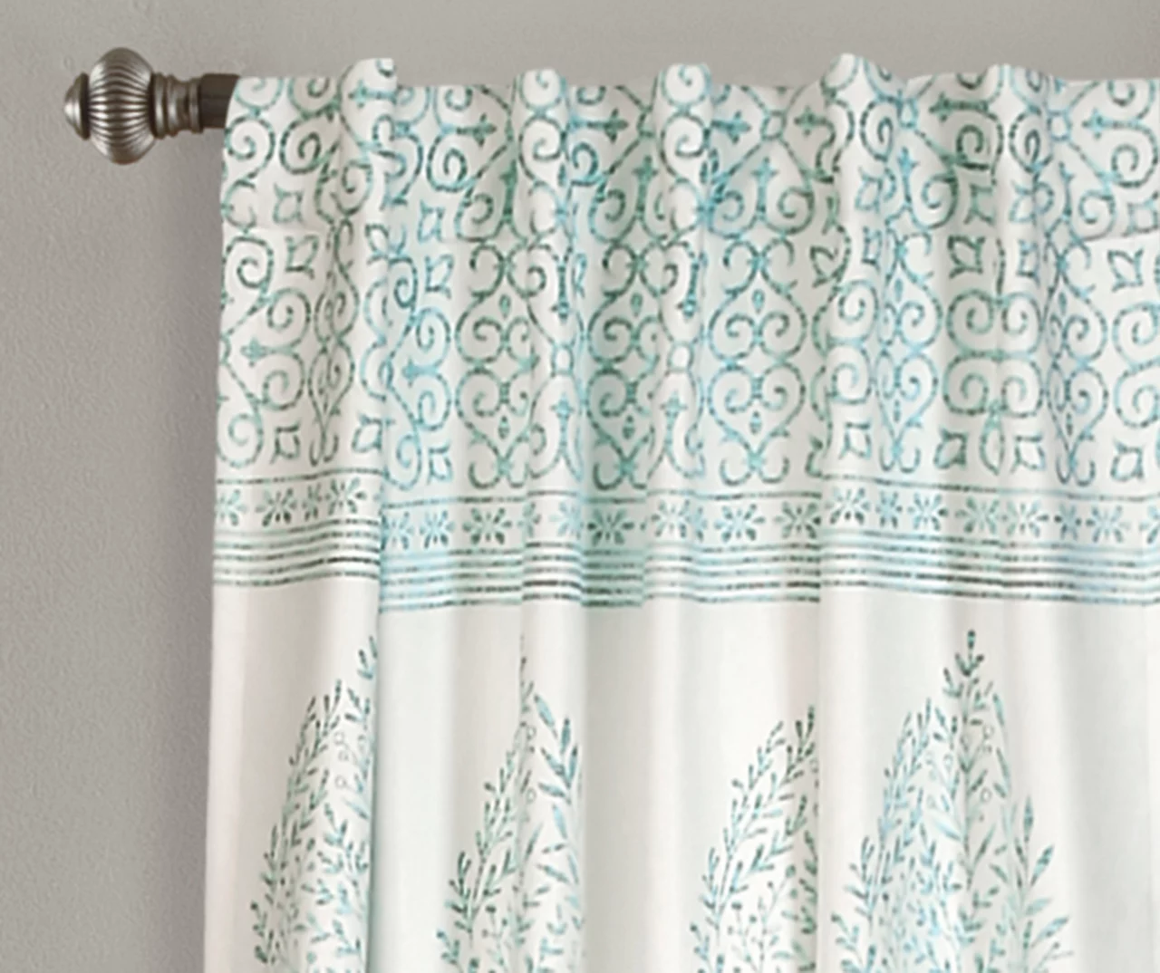 Teardrop Leaf Blue Room-Darkening Back Tab Curtain Panel Pair, (84") 3 Teardrop Leaf Blue Room-Darkening Back Tab Curtain Panel Pair, (84") - Image 3