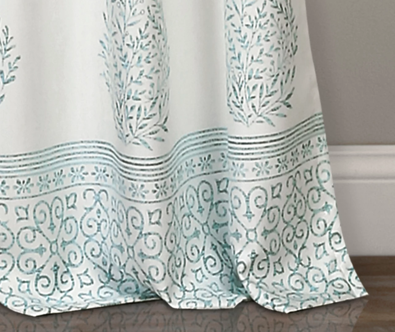 Teardrop Leaf Blue Room-Darkening Back Tab Curtain Panel Pair, (84") 4 Teardrop Leaf Blue Room-Darkening Back Tab Curtain Panel Pair, (84") - Image 4