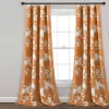 Botanical Garden Orange Room-Darkening Rod Pocket Curtain Panel Pair, (84")