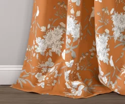 Botanical Garden Orange Room-Darkening Rod Pocket Curtain Panel Pair, (84") -Deco Haven Shop 810468296 3