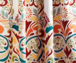Clara Turquoise & Tangerine Paisley Room-Darkening Rod Pocket Curtain Panel Pair, (84") -Deco Haven Shop 810468307 3