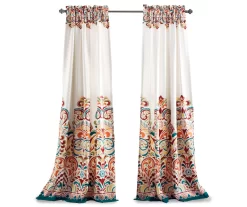 Clara Turquoise & Tangerine Paisley Room-Darkening Rod Pocket Curtain Panel Pair, (84") -Deco Haven Shop 810468307 7