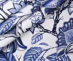 Cynthia Jacobean Blue Room-Darkening Rod Pocket Curtain Panel Pair -Deco Haven Shop 810468313 3