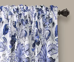 Cynthia Jacobean Blue Room-Darkening Rod Pocket Curtain Panel Pair -Deco Haven Shop 810468314 1