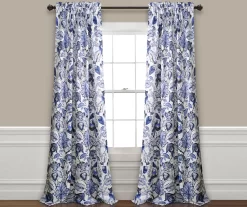 Cynthia Jacobean Blue Room-Darkening Rod Pocket Curtain Panel Pair -Deco Haven Shop 810468314