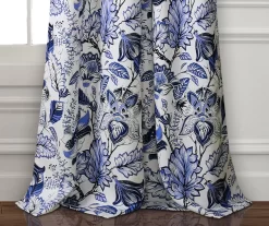 Cynthia Jacobean Blue Room-Darkening Rod Pocket Curtain Panel Pair -Deco Haven Shop 810468315 3