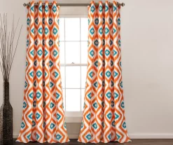 Diamond Ikat Room-Darkening Grommet Curtain Panel Pair, (84") -Deco Haven Shop 810468326