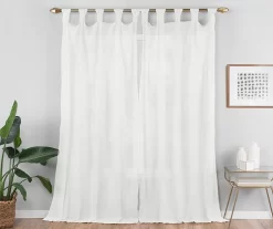 Priya White Semi-Sheer Tab Top Curtain Panel, (95") -Deco Haven Shop 810474128 5
