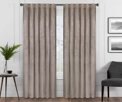 Harper Mushroom Velvet Blackout Rod Pocket Curtain Panel, (95")